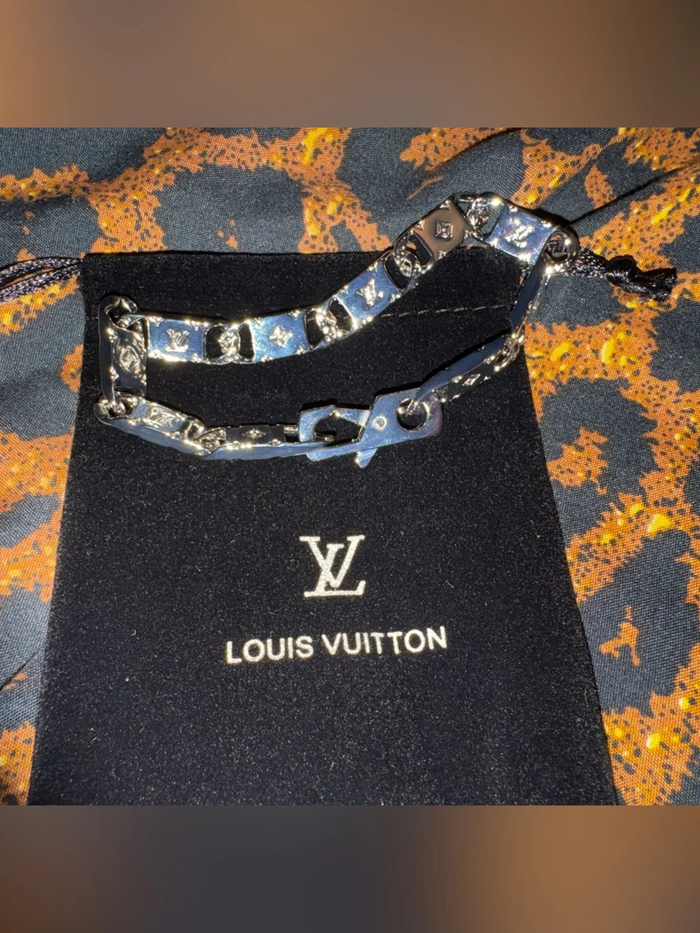Louis Vuitton Silver Logo Chain Bracelet